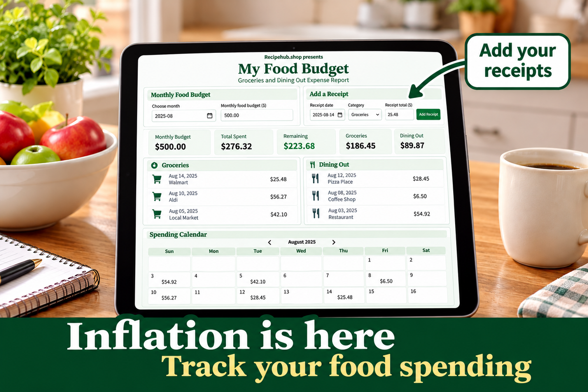 My Food Budget Interactive Food Spending Journal