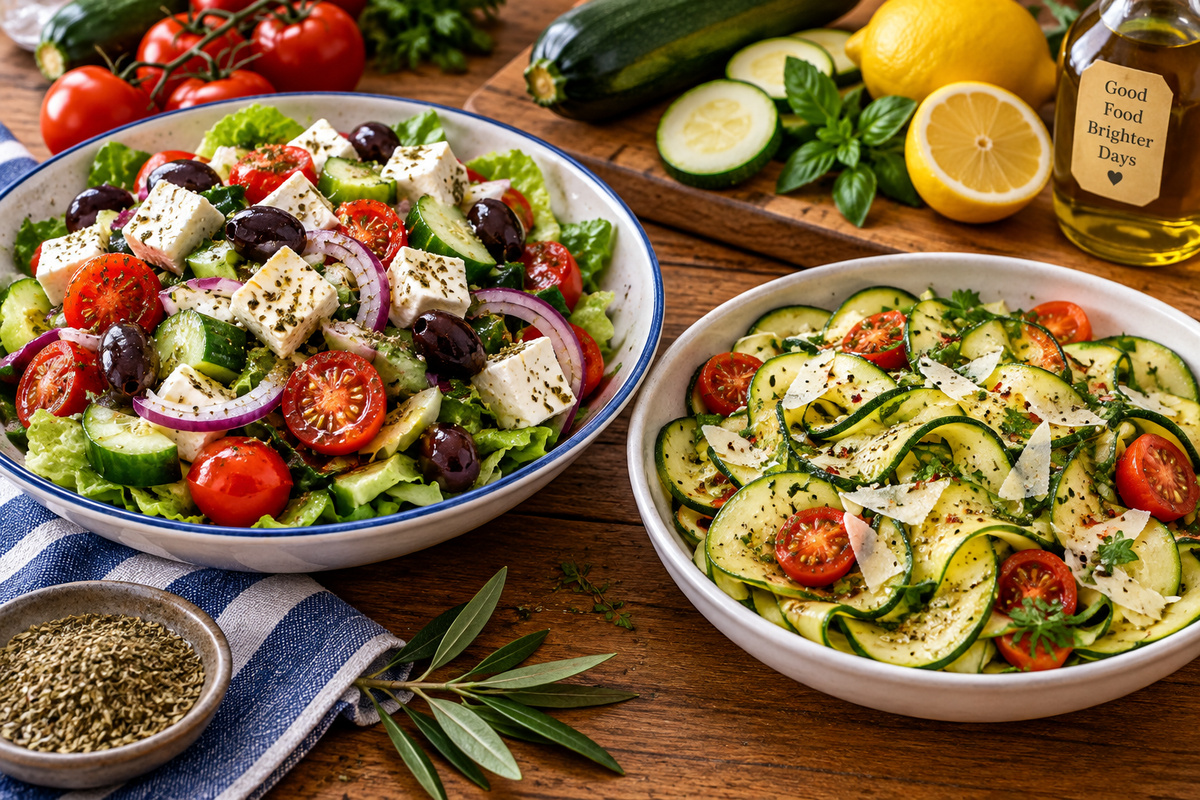 Zucchini Salad & Greek Salad Recipes