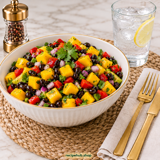 Vegan Black Bean Mango Salad and Avocado Wrap