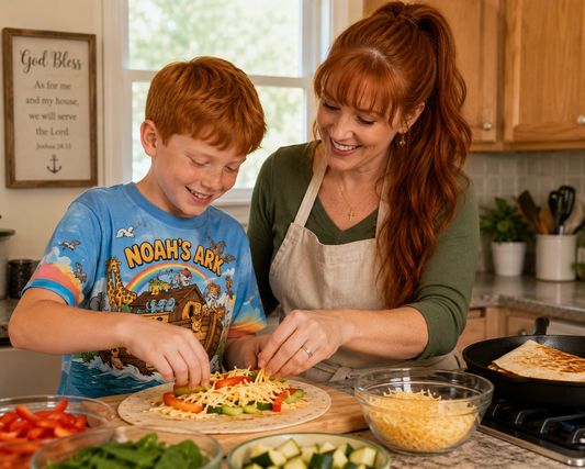 Kid Friendly Rainbow Salad and Cheesy Veggie Quesadillas